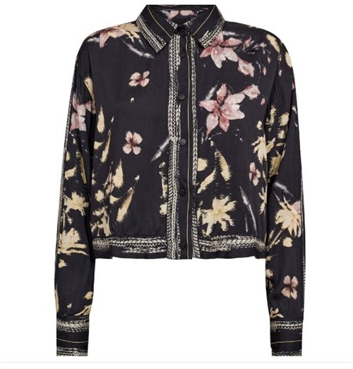 NÜ Cara Skjorte/jakke med Mønster, Viscose, Black Mix